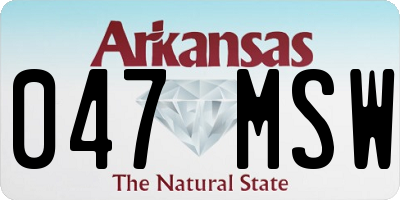 AR license plate 047MSW