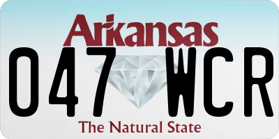 AR license plate 047WCR
