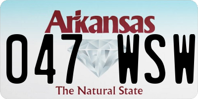 AR license plate 047WSW