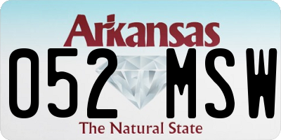 AR license plate 052MSW