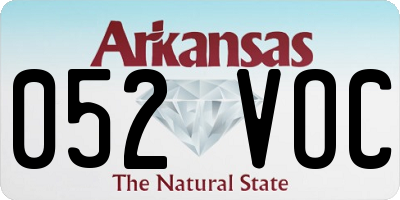 AR license plate 052VOC