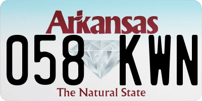 AR license plate 058KWN