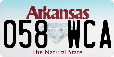 AR license plate 058WCA