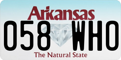 AR license plate 058WHO