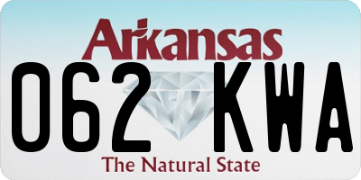 AR license plate 062KWA