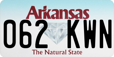AR license plate 062KWN