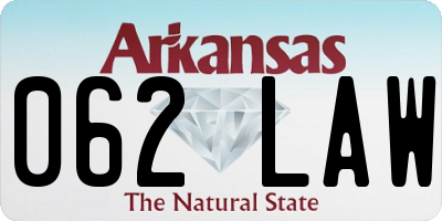 AR license plate 062LAW