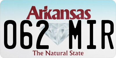AR license plate 062MIR