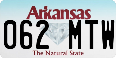 AR license plate 062MTW