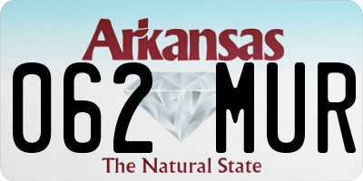AR license plate 062MUR