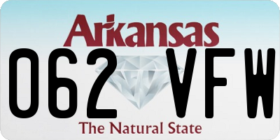 AR license plate 062VFW
