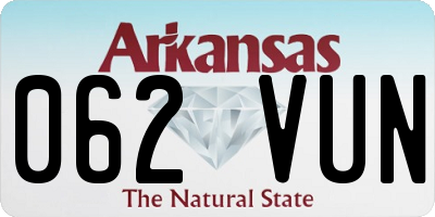 AR license plate 062VUN