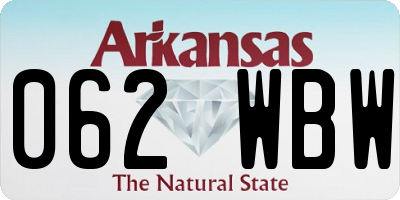 AR license plate 062WBW