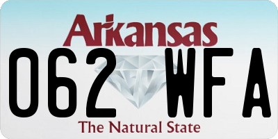 AR license plate 062WFA