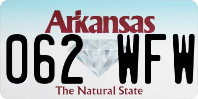 AR license plate 062WFW