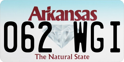 AR license plate 062WGI