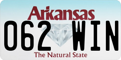 AR license plate 062WIN