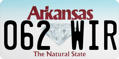 AR license plate 062WIR