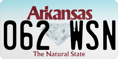 AR license plate 062WSN