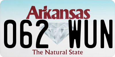 AR license plate 062WUN