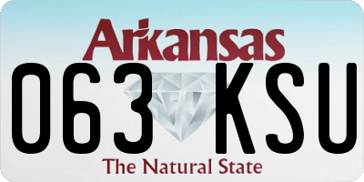 AR license plate 063KSU