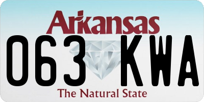 AR license plate 063KWA