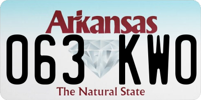 AR license plate 063KWO