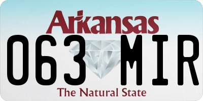 AR license plate 063MIR