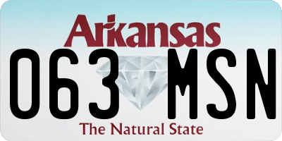 AR license plate 063MSN