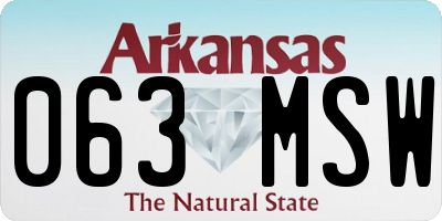 AR license plate 063MSW