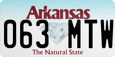 AR license plate 063MTW