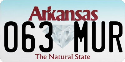 AR license plate 063MUR