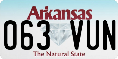 AR license plate 063VUN