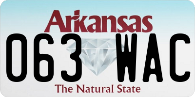 AR license plate 063WAC