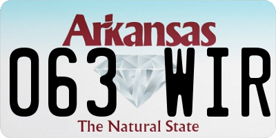 AR license plate 063WIR