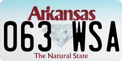 AR license plate 063WSA