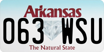 AR license plate 063WSU