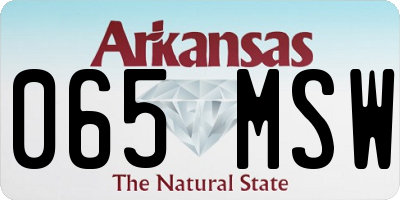 AR license plate 065MSW