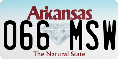 AR license plate 066MSW