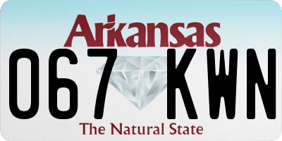 AR license plate 067KWN