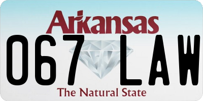 AR license plate 067LAW