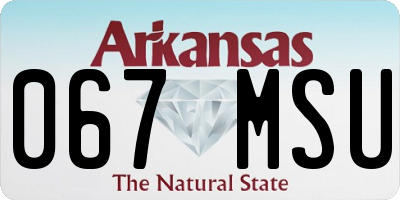 AR license plate 067MSU
