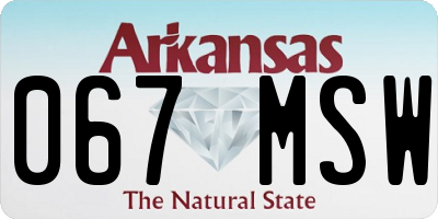 AR license plate 067MSW