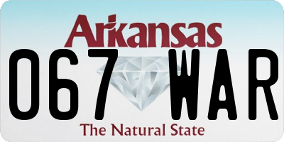 AR license plate 067WAR