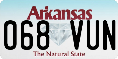 AR license plate 068VUN