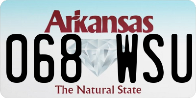 AR license plate 068WSU