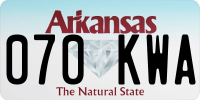 AR license plate 070KWA