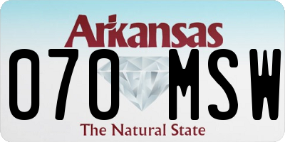 AR license plate 070MSW