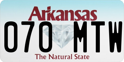 AR license plate 070MTW