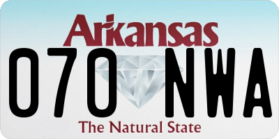 AR license plate 070NWA